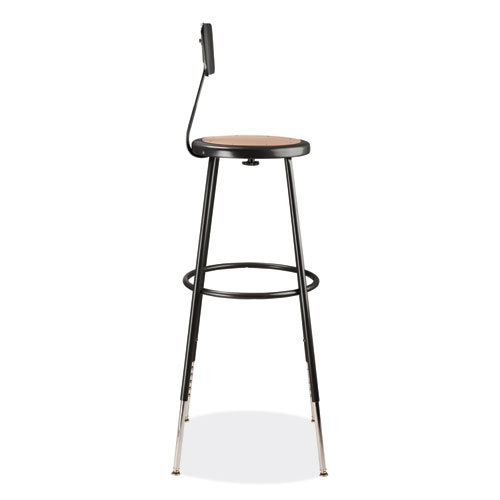 Picture of 6200 Series 32"-39" Height Adjustable Heavy Duty Stool With Backrest, Supports Up to 500 lb, Brown Seat, Black Base