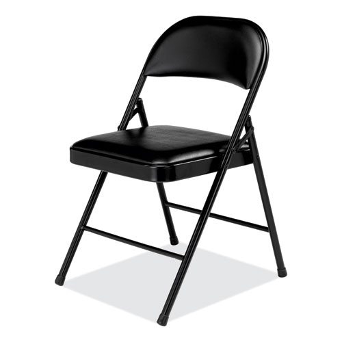 Picture of 950 Series Vinyl Padded Steel Folding Chair, Supports Up to 250 lb, 17.75" Seat Height, Black, 4/Carton