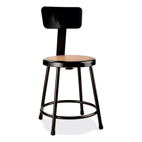 Picture of 6200 Series Heavy Duty Stool with Backrest, Supports Up to 500 lb, 18" Seat Height, Brown Seat, Black Back/Base