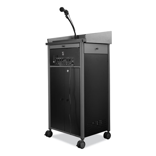 Picture of Greystone Lectern with Sound, 23.5 x 19.25 x 45.5, Charcoal Gray