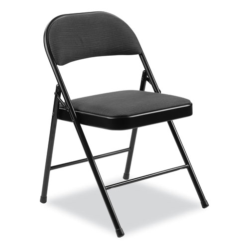 Picture of 970 Series Fabric Padded Steel Folding Chair, Supports Up to 250 lb, 17.75" Seat Height, Star Trail Black, 4/Carton