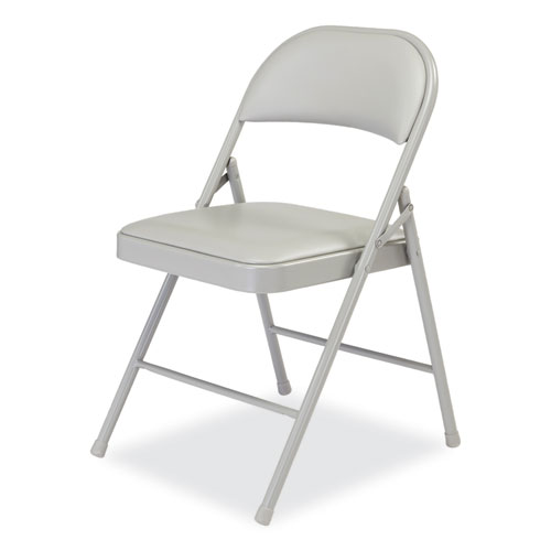 Picture of 950 Series Vinyl Padded Steel Folding Chair, Supports Up to 250 lb, 17.75" Seat Height, Gray, 4/Carton