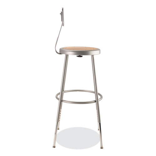 Picture of 6200 Series 25" to 33" Height Adjustable Heavy Duty Stool with Backrest, Supports Up to 500 lb, Brown Seat, Gray Base