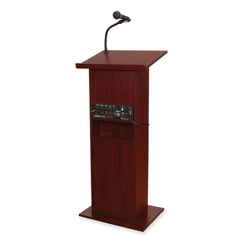 Picture of Power Plus Lectern, 22 x 17 x 46, Mahogany