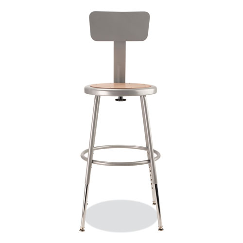 Picture of 6200 Series 19" to 27" Height Adjustable Heavy Duty Stool with Backrest, Supports 500 lb, Brown Seat, Gray Back, Gray Base