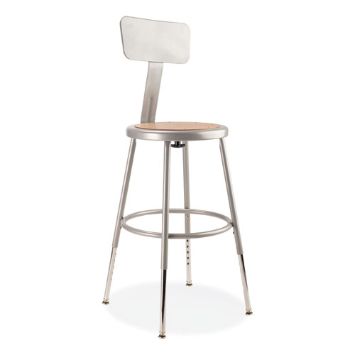 Picture of 6200 Series 19" to 27" Height Adjustable Heavy Duty Stool with Backrest, Supports 500 lb, Brown Seat, Gray Back, Gray Base
