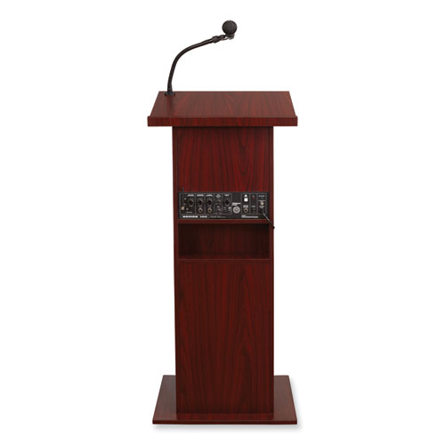Picture of Power Plus Lectern, 22 x 17 x 46, Mahogany