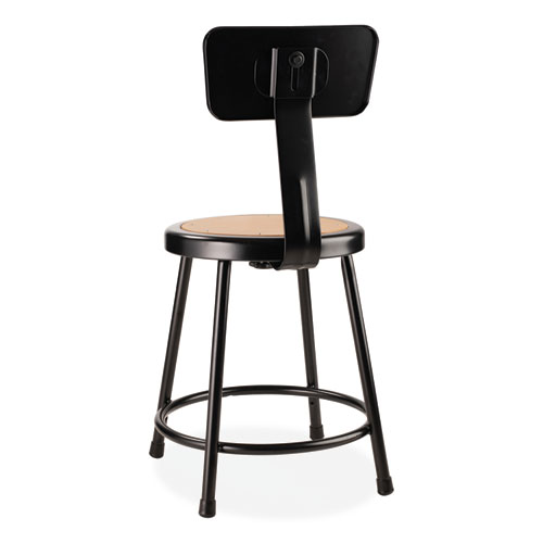 Picture of 6200 Series Heavy Duty Stool with Backrest, Supports Up to 500 lb, 18" Seat Height, Brown Seat, Black Back/Base
