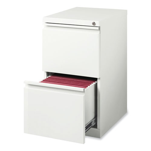 Picture of Full-Width Pull 20 Deep Mobile Pedestal File, 2-Drawer: File/File, Letter, White, 15 x 19.88 x 27.75