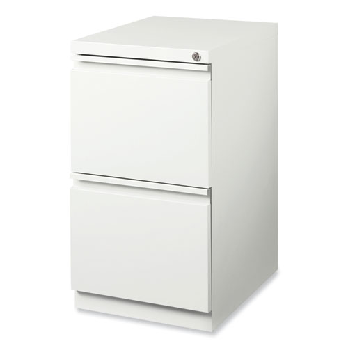 Picture of Full-Width Pull 20 Deep Mobile Pedestal File, 2-Drawer: File/File, Letter, White, 15 x 19.88 x 27.75
