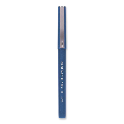 Picture of Razor Point II Super Fine Line Porous Point Pen, Stick, Ultra-Fine 0.2 mm, Blue Ink, Blue Barrel, Dozen