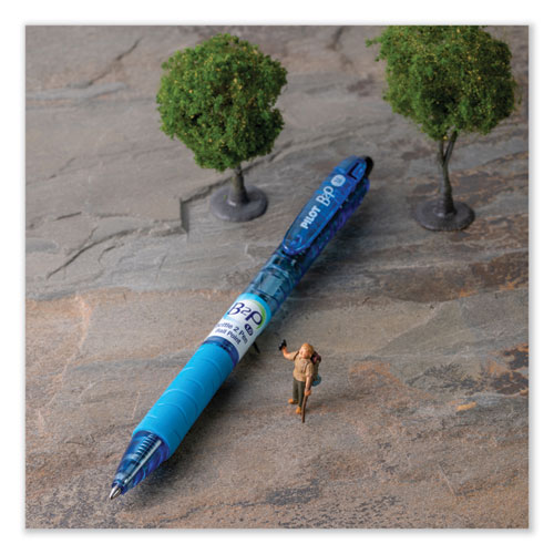 Picture of B2P Bottle-2-Pen Recycled Ballpoint Pen, Retractable, Medium 1 mm, Black Ink, Translucent Blue Barrel, Dozen