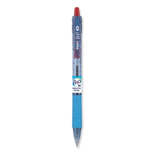 B2p+Bottle-2-Pen+Recycled+Ballpoint+Pen%2C+Retractable%2C+Medium+1+Mm%2C+Red+Ink%2C+Translucent+Blue+Barrel%2C+Dozen