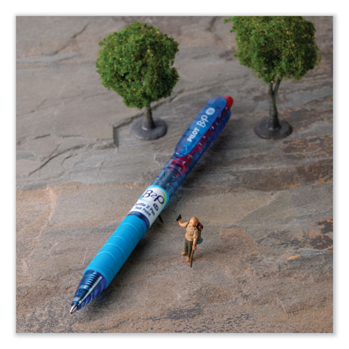 Picture of B2P Bottle-2-Pen Recycled Ballpoint Pen, Retractable, Medium 1 mm, Red Ink, Translucent Blue Barrel, Dozen