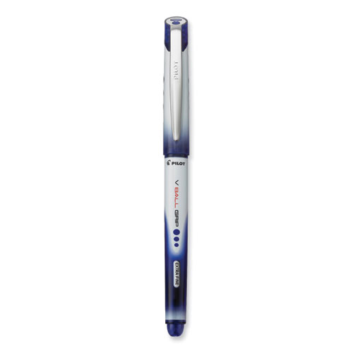 Picture of VBall Grip Liquid Ink Roller Ball Pen, Stick, Extra-Fine 0.5 mm, Blue Ink, Blue/White Barrel, Dozen