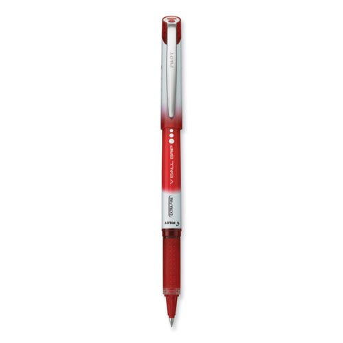 Picture of VBall Grip Liquid Ink Roller Ball Pen, Stick, Extra-Fine 0.5 mm, Red Ink, Red/White Barrel