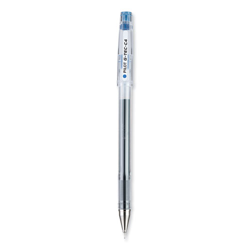 Picture of G-TEC-C Ultra Gel Pen, Stick, Extra-Fine 0.4 mm, Blue Ink, Clear/Blue Barrel, Dozen