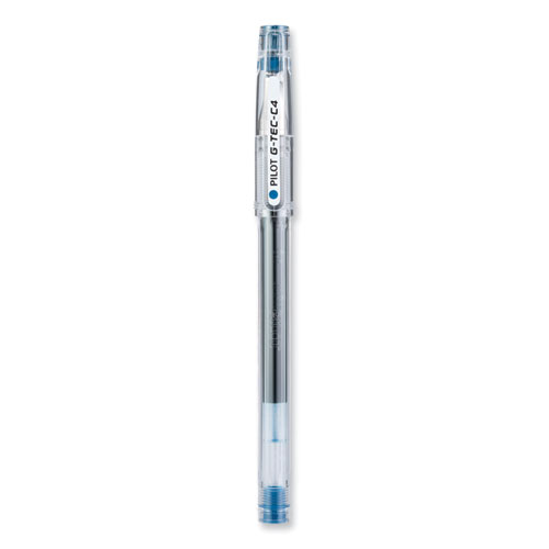 Picture of G-TEC-C Ultra Gel Pen, Stick, Extra-Fine 0.4 mm, Blue Ink, Clear/Blue Barrel, Dozen