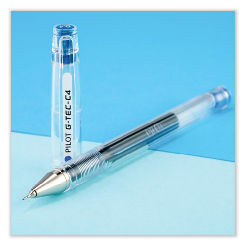 Picture of G-TEC-C Ultra Gel Pen, Stick, Extra-Fine 0.4 mm, Blue Ink, Clear/Blue Barrel, Dozen