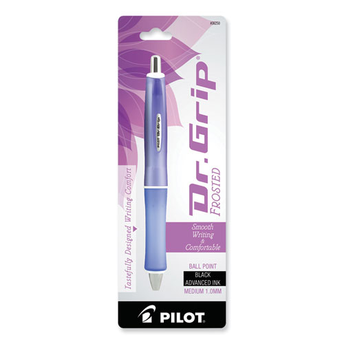 Picture of Dr. Grip Frosted Advanced Ink Ballpoint Pen, Retractable, Medium 1 mm, Black Ink, Purple Barrel