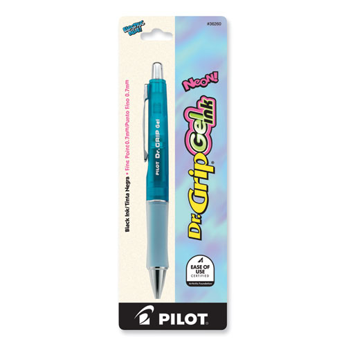 Picture of Dr. Grip Gel Pen, Retractable, Fine 0.7 mm, Black Ink, Blue Barrel