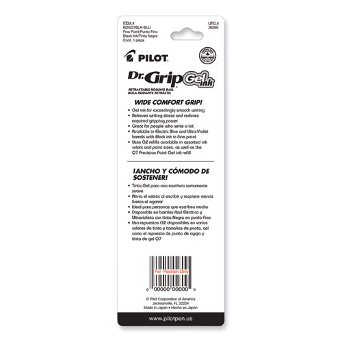 Picture of Dr. Grip Gel Pen, Retractable, Fine 0.7 mm, Black Ink, Blue Barrel