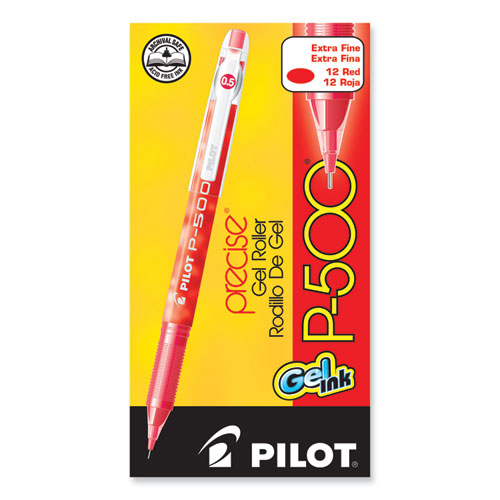 Picture of Precise P-500 Gel Pen, Stick, Extra-Fine 0.5 mm, Red Ink, Red Barrel, Dozen