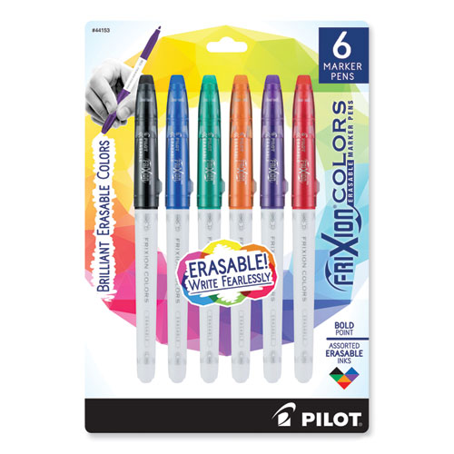 Picture of FriXion Colors Erasable Porous Point Pen, Stick, Bold 2.5 mm, Six Assorted Ink Colors, White Barrel, 6/Pack