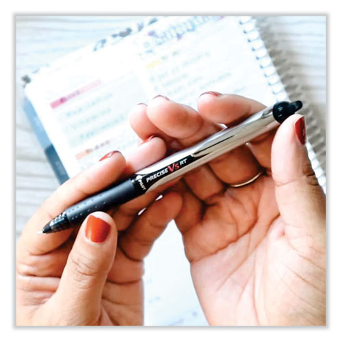 Picture of Precise V5RT Roller Ball Pen, Retractable, Extra-Fine 0.5 mm, Black Ink, Black Barrel, 30/Pack