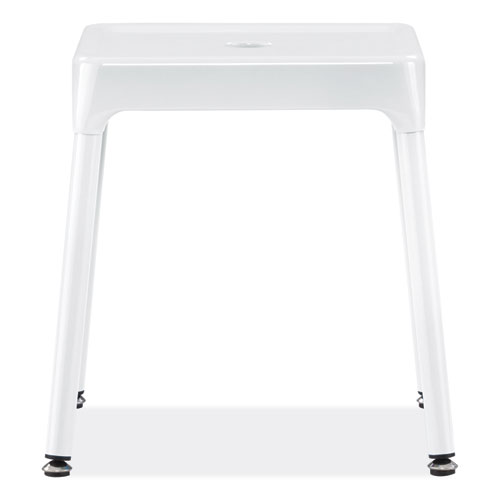 Picture of Steel Guest Stool, Backless, Supports Up to 275 lb, 15" to 15.5" Seat Height, White Seat, White Base