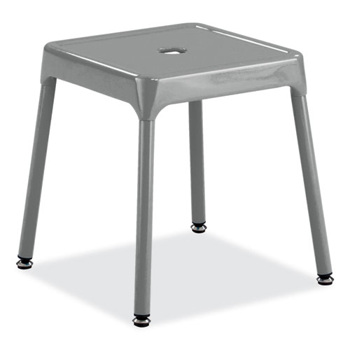 Picture of Steel Guest Stool, Backless, Supports Up to 275 lb, 15" to 15.5" Seat Height, Silver Seat, Silver Base