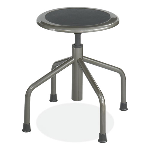 Picture of Diesel Low Base Stool, Backless, Supports Up to 250 lb, 16" to 22" Seat Height, Black Seat, Pewter Base