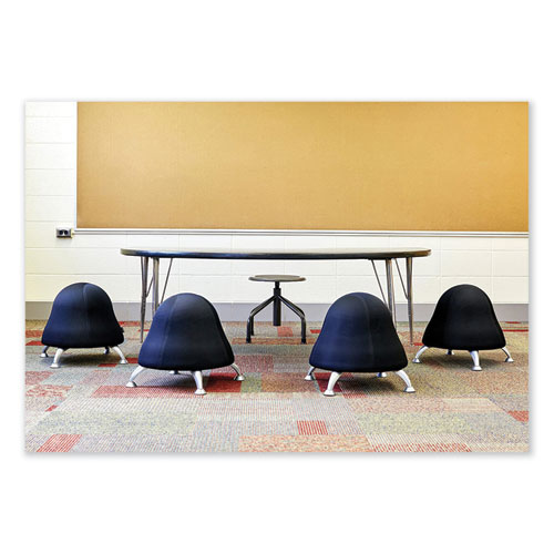 Picture of Diesel Low Base Stool, Backless, Supports Up to 250 lb, 16" to 22" Seat Height, Black Seat, Pewter Base