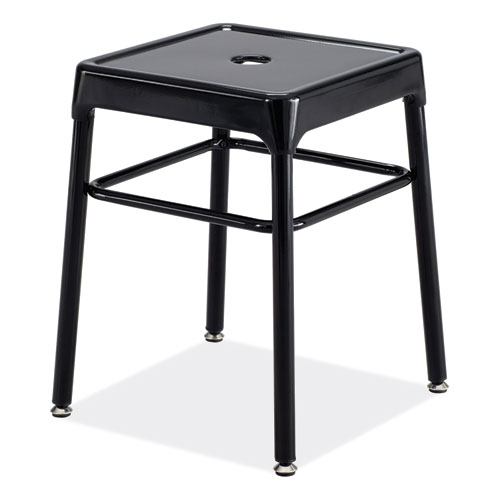 Picture of Steel GuestBistro Stool, Backless, Supports Up to 250 lb, 18" Seat Height, Black Seat, Black Base