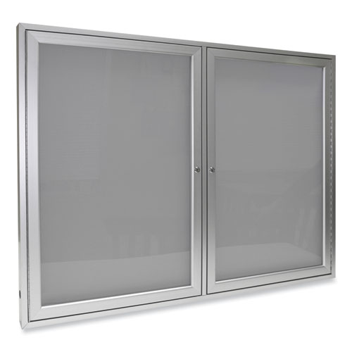 2+Door+Enclosed+Vinyl+Bulletin+Board+with+Satin+Aluminum+Frame%2C+60+x+48%2C+Silver+Surface%2C+Ships+in+7-10+Business+Days