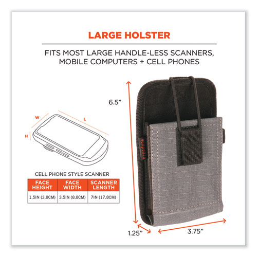 Picture of Squids 5544 Phone Style Scanner Holster with Belt Clip and Loops, 1 Compartment, 3.75 x 1.25 x 6.5, Gray