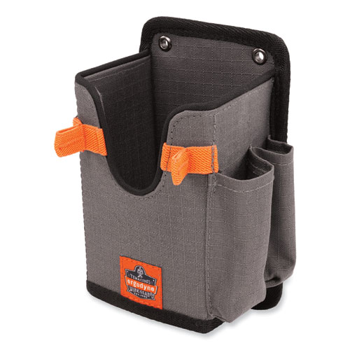 Picture of Squids 5543 Handheld Barcode Scanner Mount Holder with Fastener Straps, 2 Compartments, 3.5 x 2.5 x 7.3, Gray