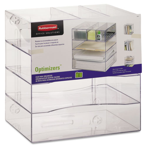 Picture of Optimizers Four-Way Organizer with Drawers, 6 Compartments, 2 Drawers, Plastic, 10 x 13.25 x 13.25, Clear
