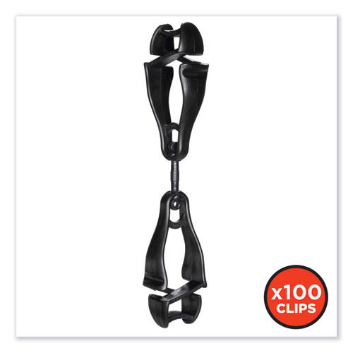 Picture of Squids 3420 Dual Clip Swivel Glove Clip Holder, 1 x 0.6 x 5.5, Acetal Copolymer, Black, 100/Pack