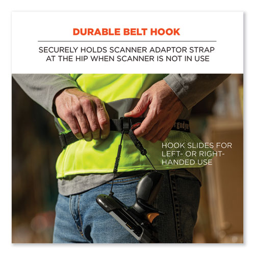 Picture of Squids 3135 Barcode Scanner Belt with Hook + Adaptor Strap, Large: 48" to 80" Long, Black