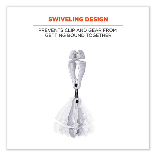 Picture of Squids 3420 Dual Clip Swivel Glove Clip Holder, 1 x 0.6 x 5.5, Acetal Copolymer, Granite, 100/Pack