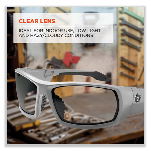 Picture of Skullerz Odin Safety Glasses, Matte Gray Nylon Impact Frame, Clear Polycarbonate Lens