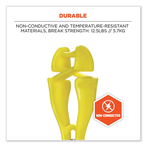 Picture of Squids 3420 Dual Clip Swivel Glove Clip Holder, 1 x 0.6 x 5.5, Acetal Copolymer, Lime, 100/Pack