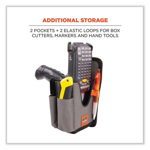 Picture of Squids 5541 Handheld Barcode Scanner Holster with Belt Clip, Large, 2 Compartments, 2.75 x 3.5 x 8, Polyester,Gray