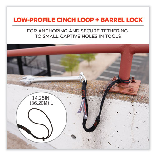 Picture of Squids 3105 Tool Lanyard with Aluminum Carabiner + Cinch-Loop, 15 lb Max Working Capacity, 32" to 48" Long, Black
