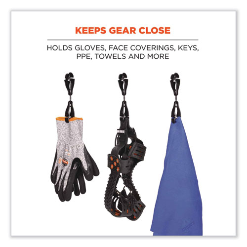 Picture of Squids 3420 Dual Clip Swivel Glove Clip Holder, 1 x 0.6 x 5.5, Acetal Copolymer, Black, 100/Pack