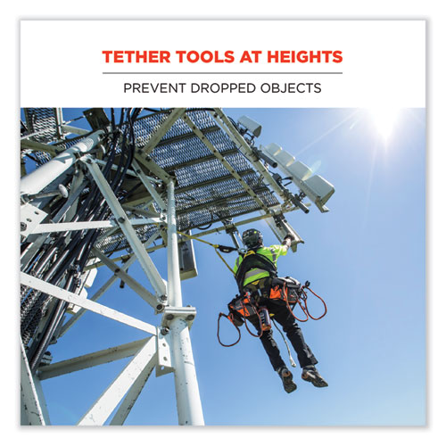 Picture of Squids 3105 Tool Lanyard with Aluminum Carabiner + Cinch-Loop, 15 lb Max Working Capacity, 32" to 48" Long, Black, 10/Pack