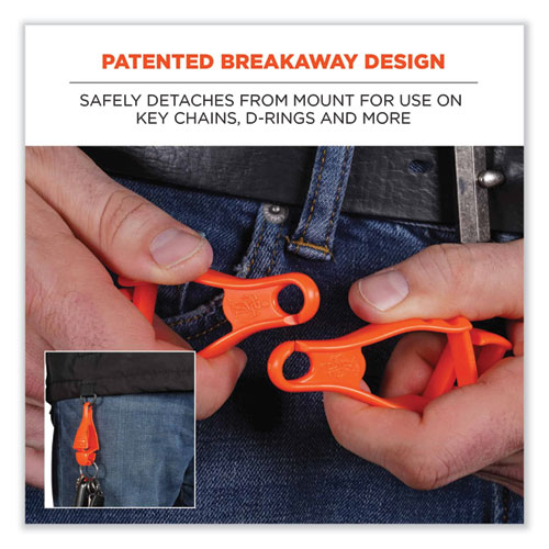 Picture of Squids 3400 Dual Clip Glove Clip Holder, 1 x 1 x 6.5, Acetal Copolymer, Orange