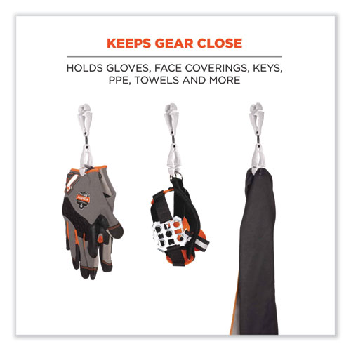 Picture of Squids 3420 Dual Clip Swivel Glove Clip Holder, 1 x 0.6 x 5.5, Acetal Copolymer, Granite, 100/Pack