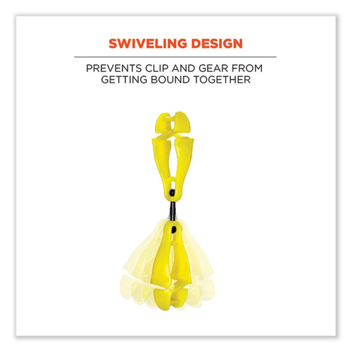 Picture of Squids 3420 Dual Clip Swivel Glove Clip Holder, 1 x 0.6 x 5.5, Acetal Copolymer, Lime, 100/Pack